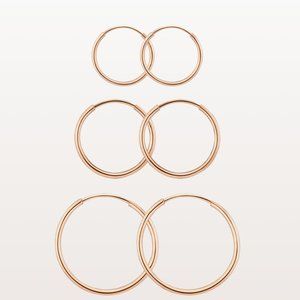 AURATE Lightweight Rose Gold Hoop Earrings Trio